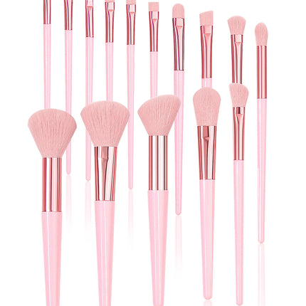Pink 15PCS High-end Makeup Brush Set Soft and Fluffy Professional Facial Makeup Brush Set With Travel Waterproof Storage Bucket