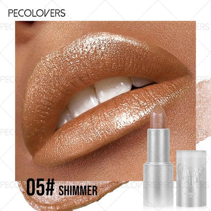 1PC Shiny Metallic Lipstick - Pearlescent Lip Gloss, Suitable for All Skin Types, High Pigmentation, Mild Formula, New Year Gift