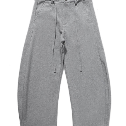 Men's Grey Wide Leg Sweat Pants Casual Drawstring Waist Baggy Curved Sweatpants Streetwear Vintage Barrel Pants Oversized