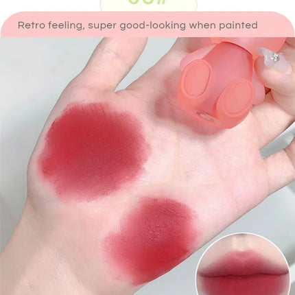 Gege Bear Rabbit Lip Glaze, Matte Velvet Lip Clay Long-lasting Color Non-drying Lipstick