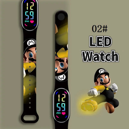 Mario Bros Children's Watches Action Figures Luigi Princess Peach Yoshi Bowser kids Sport Wristband Waterproof Digit