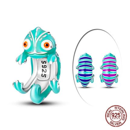 Hot Original 100% 925 Sterling Silver Chameleon Beads Firefly Charms Fit Original Bracelet DIY Jewelry Making Women's Gift
