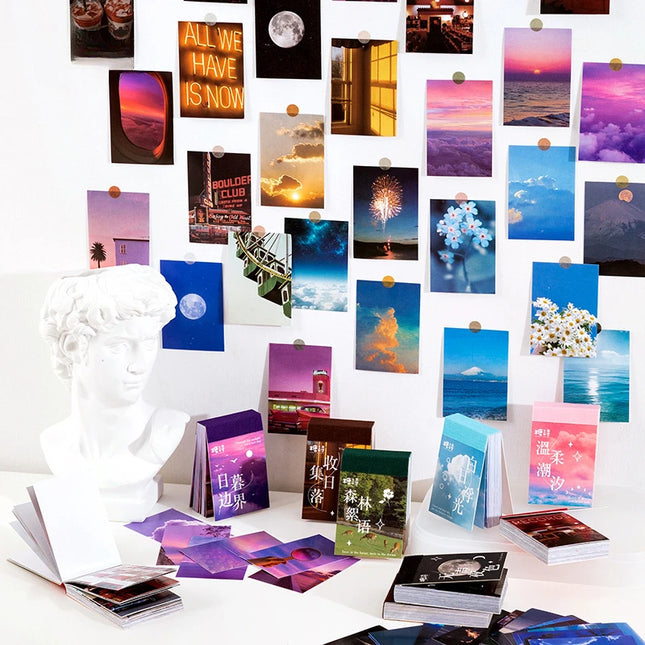 50 Sheets World Scenery Style Sticker Book Coated Paper Journal DIY Material Decoration Sticker Memo Pad Scrapbook Stationery