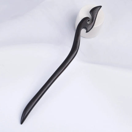 Ebony Wood Hairpins Handmade Purple Sandalwood Hair Stick for Women Fine Pattern Vintage Chinese Hair Pin Accessories