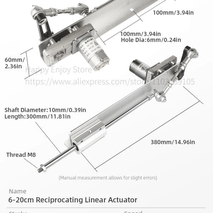 Remote Control Telescopic Linear Actuator 3XLR Connector with Suction Cup Bracket Big Adjustable Stroke 6-20cm/3-15cm for DIY