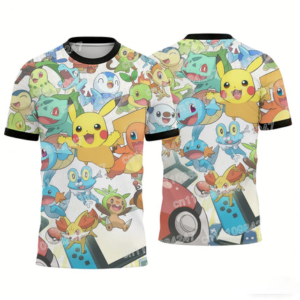 2026 New Cute Snorlax Pokemon T-Shirts All Over Print Casual Short Sleeve Tees Unisex Tops Summer Streetwear for Kids Adults Gym