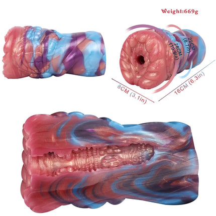 Silicone Monster Male Masturbator Daul Channel Anal Onahole Pussy Realistic Vaginal Textured Channel Stroker AdultSexToy For Man
