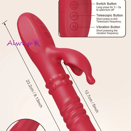 Powerful Rabbit Vibrator For Women G Spot Telescopic Rotating Clitoris Vagina Stimulator Female Masturbator For Adult Sexy Toys
