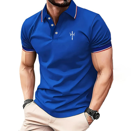 Fashion 3D Letter Stripe Print Polo Shirt For Men Business Casual Lapel Short Sleeve Loose Tee Top Summer Breathable Golf Wear