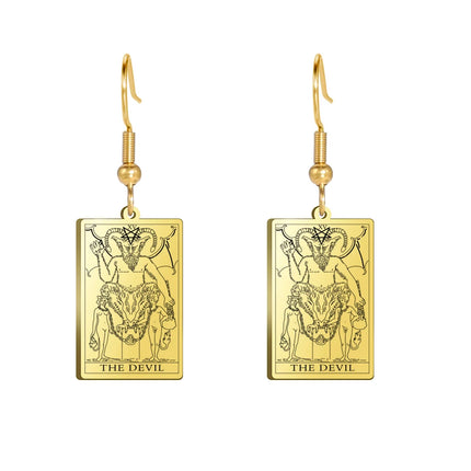 Classic Tarot Cards Stainless Steel Drop Earring for Women Sun Moon Star Lovers Divination Tarot Jewelry Birthday Gift