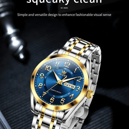 OLEVS Men's Watches Top Brand Luxury Original Quartz Watch for Men Stainless Steel Waterproof Luminous Date Week Business Watches
