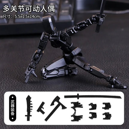 Multi-jointed, transformable robot 3D-printed action figure with 13 joints, DIY assembly gift for adults, parents, and children