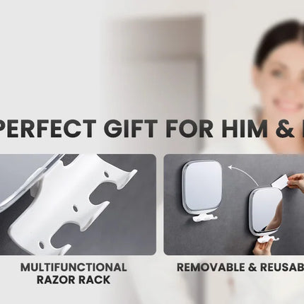 TAILI Shower Fogless Makeup Mirror With Holder Suction Cup Shower Shave Round Acrylic Mirrors Bathroom Mirrors Washroom