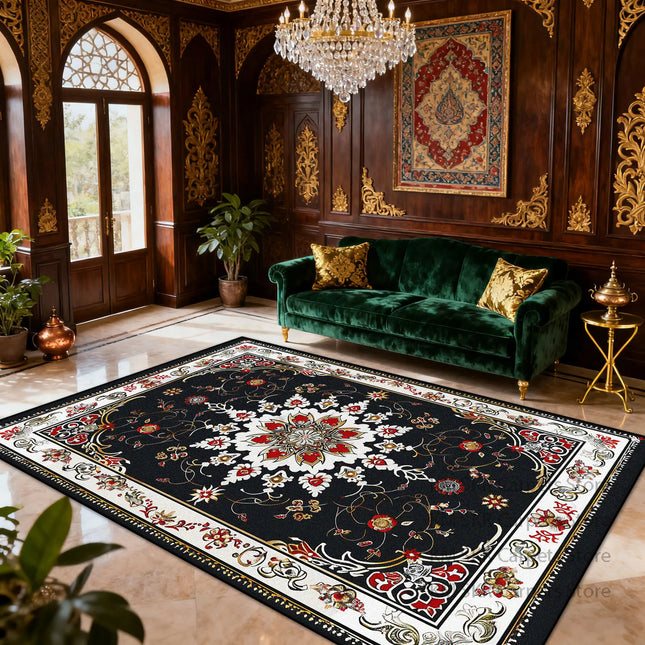 Persian American Retro Carpet Large Area Living Room Decoration Home Ethnic Style Bedroom Rug Cloakroom Lounge Soft Washable Mat