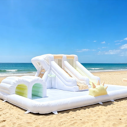 Inflatable Bounce House with Slide Pool Children Playhouse Inflatable Castle with Blower for Summer Party Outdoor Colorful Pool