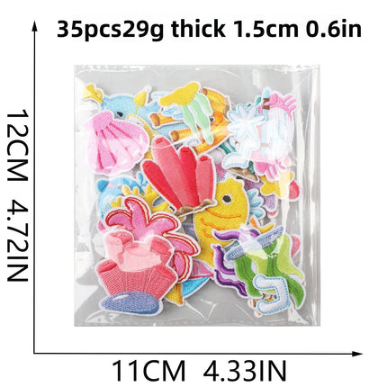 10PCS Bulk Small Fish Jellyfish Coral Embroidery Patches Cute Octopus Shell Seaweed Sticker For Ocean Bag Decoration Wholesale