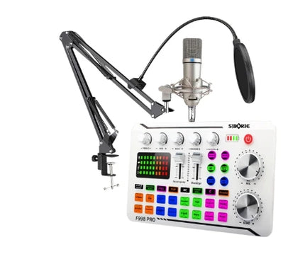 F998 Pro Sound Card Professional Bluetooth-Compatible Studio Record For Phone PC Audio Mixing Console Amplifier