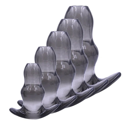 Hollow Anal Plug with Cap Soft Silicone Tunnel Butt Plug Anal Dilator Stretching Trainer Adult Sex Toy for Men Women Gay Fetish