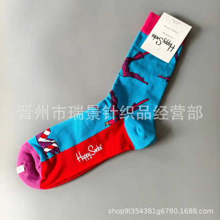 High Quality Fashionable Men's Mid-Calf Cotton Socks HappySocks New Arrival Suitable for All Seasons Swedish Design