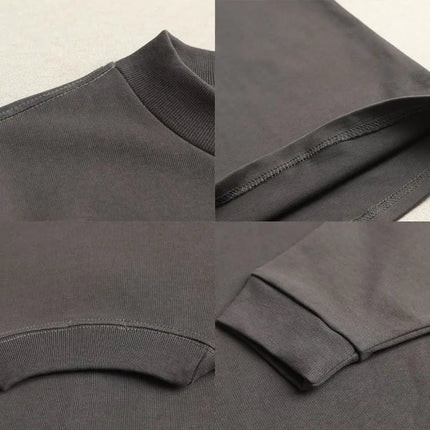 American Heavy 400g Short-sleeved T-shirt Men's Pure Cotton Loose Bottoming Shirt Round Neck Solid Color Long-sleeved Women