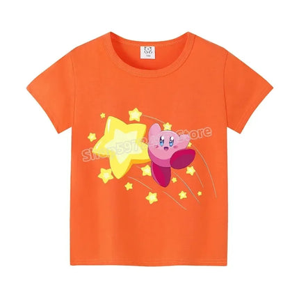 Star Kirbys Summer Short Sleeve Kid Cute T-shirt Colorful Tops Baby Cartoon Fashion Tee Kawaii Game Boy Girl Casual Clothes Gift