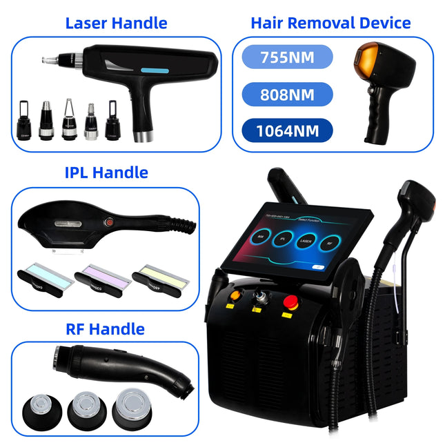 4-In-1 Soprano Titanium Hair Removal Professional Diode Laser Pico Ipl Nd Yag Picosecond Laser Opt Hair Removal Tattoo Removal