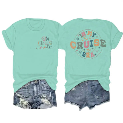 "In My Cruise Era" Graphic T Shirts Women Men "On Cruise Mode" Print Casual Tops Retro Cruise Crewneck Short Sleeve T-shirt