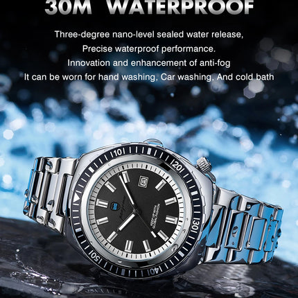 PAAZOMU Luxury Business Men Watch Date Week Waterproof Luminous Man Wristwatch Sport Stainless Steel Quartz Men's Watches Reloj