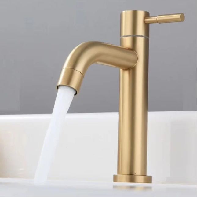 SUS 304 Stainless Steel Bathroom Basin Tap Bathroom Faucet GOLD Pillar Basin Tap Torneira Banheiro Vintage Brushed Gold Faucet