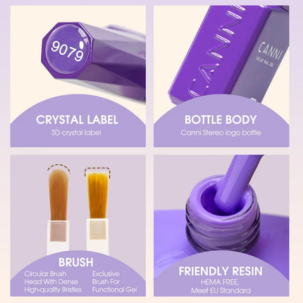 9ml CANNI Gel Nail Polish HEMA FREE TPO FREE Round Brush Gorgeous Color Soak Off UV LED Semi Permanent Gel Varnish Winter Nails