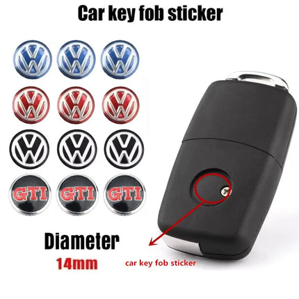 3PCS Car Metal Emblem Stickers Auto Remote Key Logo For Volkswagen VW GTI Rline Passat Golf Polo Touareg Jetta Tiguan 14mm