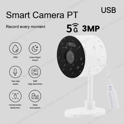 Tuya Smart 3MP&1080P HD WiFi Security Camera  5G/2.4G Indoor/Outdoor Pet Baby Monitor Color Night Vision Spotlight Audio