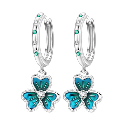 Hot Sale Original 925 Sterling Silver Zircon Pink Paw Print Earrings Heart Flower Leaf Design Women Party Jewelry Gift Ear Loops