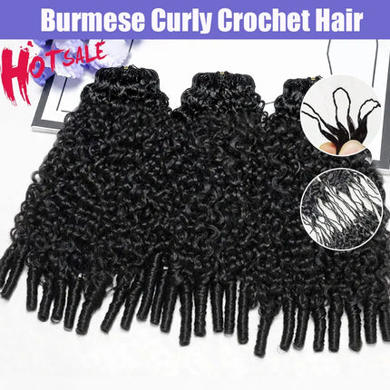 Burmese Deep Curly Pre Looped Feather Crochet Human Hair For Black Women Pre Separated Knotless Burmese Curly Hair For Braiding