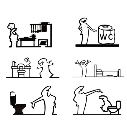 1PC La Linea Minimalist Line Art Stickers Door Sticker Bedroom, Kitchen, Bathroom Sign Cartoon Character Design Home Decoration