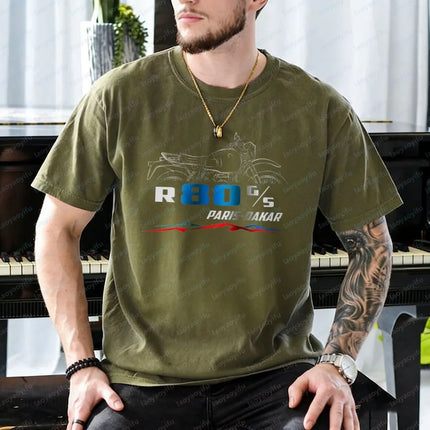 Motorcycle T-shirt for BMW R80G/S Paris Dakar 1984-1987 Fans and Riders Tees Summer Casual Short-sleeve Tees Men's Clothing