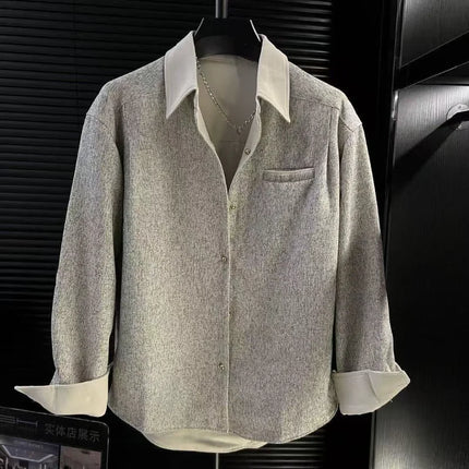Temperament All Match Long Sleeved Shirt Top Men's Autumn New Style Casual Design, Fashion Pocket Dress Shirts