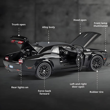1: 32 Challenger Hellcat Alloy Model - with lighting and sound effects, ideal gift for boyfriends and young people