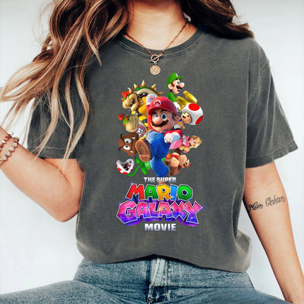 Movie The Super Mario Galaxy unisex 100%cotton family Tshirt,There are child size shirt available, 2026 New kids graphic shirt