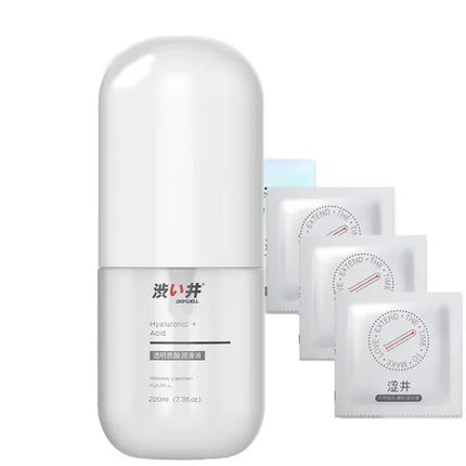 DRYWELL Hyaluronic Acid Lubricant 220ml Aloe Extract Water-based Sex Lube 3pcs Penis Sleeves Natural Latex Adult Games Sex Toys