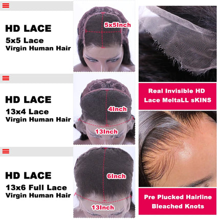 Queen Hair Real HD Lace Wig Raw Human Hair 13x4 13x6 FULL Frontal 5x5 6x6 7x7 Closure HD Melt Skin Lace Wig Straight / Body Wave