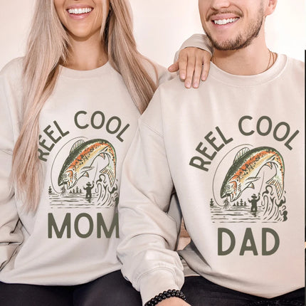 Reel Cool Dad/Mom Vintage Style Sweatshirt Men Women Fishing Lover Gifts Y2K Hoodies Long Sleeve Couple Matching Sweatshirts