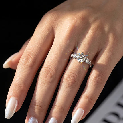 925 Sterling Silver Real 1CT Certified Moissanite Diamond Engagement Rings for Women Wedding High Quality Fine Jewelry