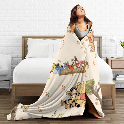 Winnie The Poohs Blanket  Super Warm Graphic Plush Bedding Throws For Child Living Room Flannel Bedspread Bed Cover
