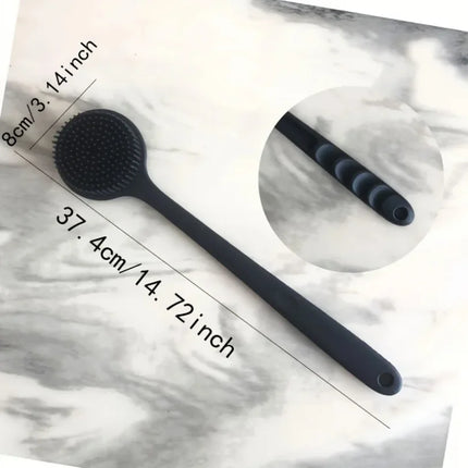 Silicone Bath Brush Long Handle Double-Sided Extended Bathing Scrubbing Massage Brush Back Scrubber for Men and Women