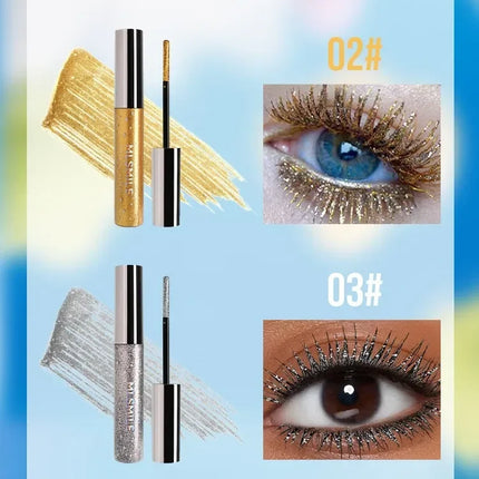 Colorful Glitter Mascara, Waterproof Long Lasting Thickening Lengthening Anti-Smudge Mascara, Tint Rich Color Sparkly Mascara