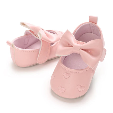 Spring and Autumn Embroidered Peach Heart Step Bow-knot Baby Shoes 0-1 Year Old Hand held Male and Female Baby Soft Bottom