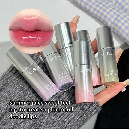 QIBEST Watery Mirror Lip Gloss Long-lasting Moisturizing Easy Wearing Water Glass Lip Glaze Hydrating Sexy Red Lip Tint Makeup