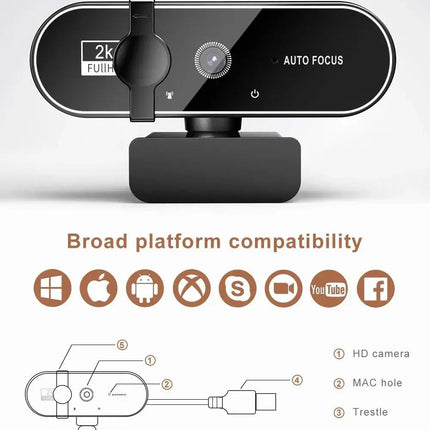 4K USB Web Camera With Microphone 2K Camera PC Computer Laptop Live Streaming for Computer PC Real-time Video Conference