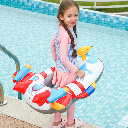 1PC Inflatable Rocket Boat Pool Floats with Mini Water Gun, Summer Swim Ring, Perfect for Summer Beach and Pool Parties